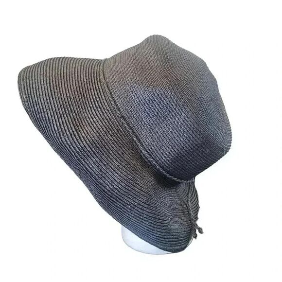 Scala Pronto Women's Black Paper Packable Sunhat w Band and Logo Plate - Picture 1 of 9